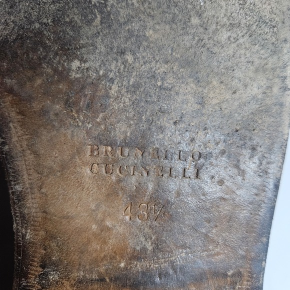 Brunello Cucinelli Mens Leather Wingtip Dress Shoes 43.5 Brown Made In Italy - Picture 11 of 16